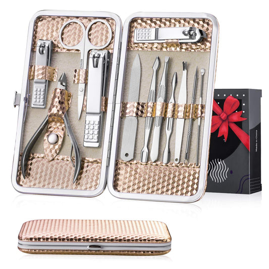 Nail Grooming Kit 12 Pieces - Nail Care Kit for Women Stainless Steel, Professional Hand, Foot & Nail Tools with Luxurious Travel Case. Compact 6X3" (Rose Gold) Health & Beauty > Personal Care > Foot Care KENED   