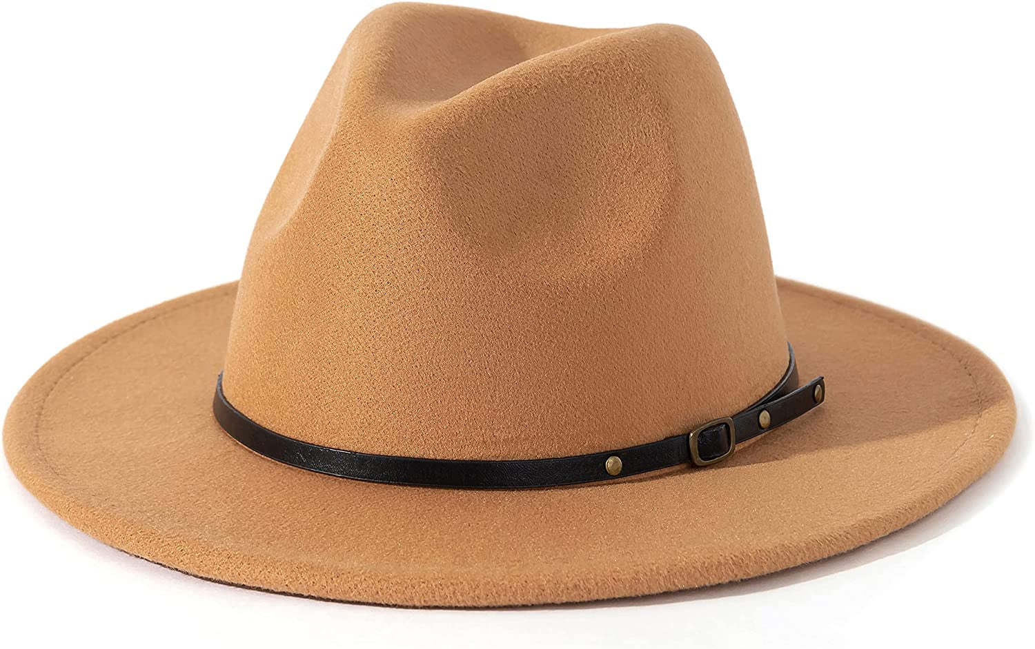 Lisianthus Women Belt Buckle Fedora Hat Apparel & Accessories > Clothing Accessories > Hats Lisianthus Camel  