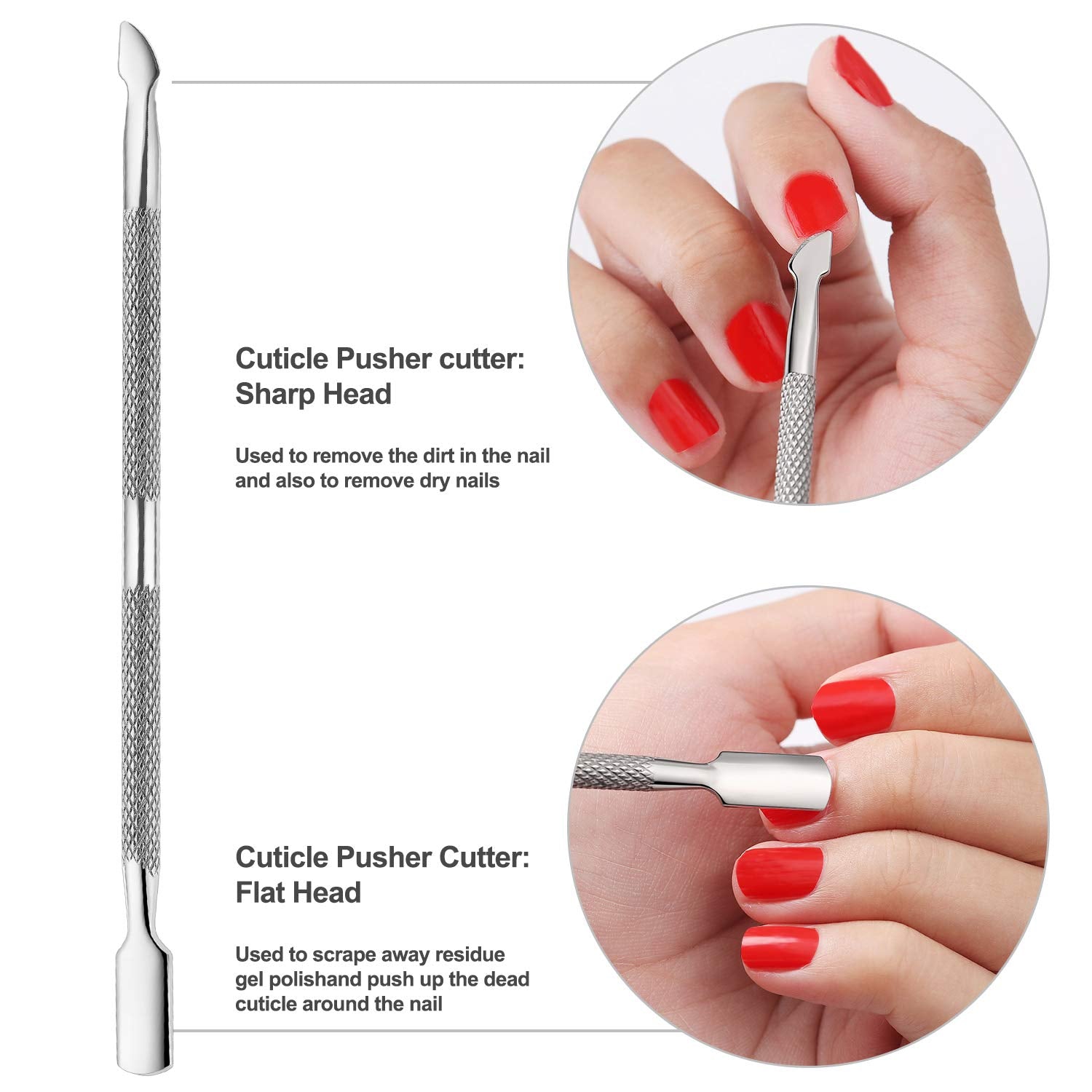 Cuticle Trimmer with Cuticle Pusher -YINYIN Cuticle Remover Cuticle Nippers Professional Stainless Steel Cuticle Pusher and Cutter Clippers Durable Pedicure Manicure Tools for Fingernails and Toenails Health & Beauty > Personal Care > Cosmetics > Cosmetic Tools > Nail Tools YINYIN   
