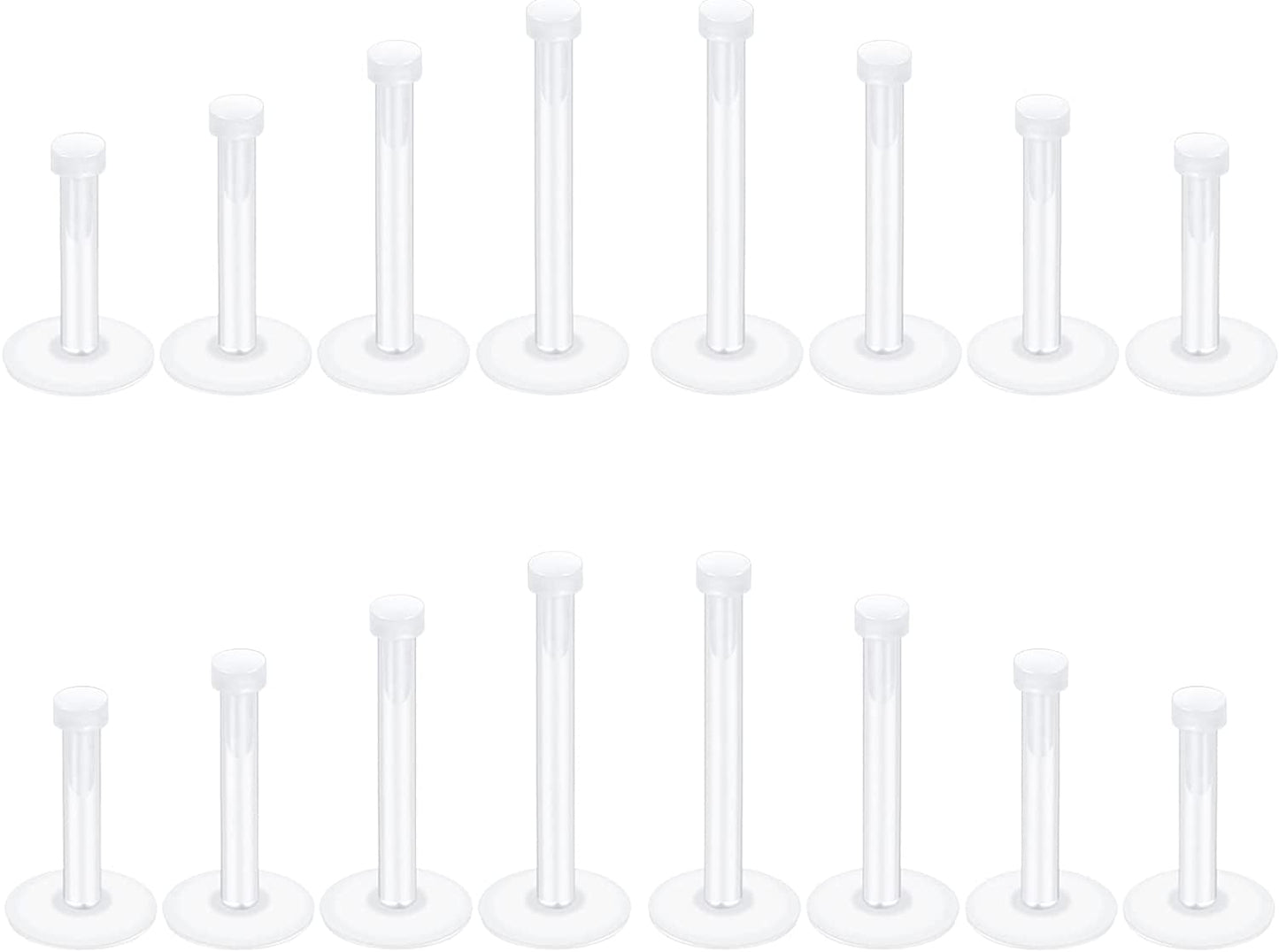 Oveta Clear Piercing Retainers Flexible Bioflex 14G 16G 20G Navel Belly Button Ring Lip Labret Piercings Retainer Eyebrow Tongue Barbells Cartilage Tragus Earrings Retainer 36-90PCS Apparel & Accessories > Jewelry > Body Jewelry Oveta 16pcs Lip Studs-Transparent  
