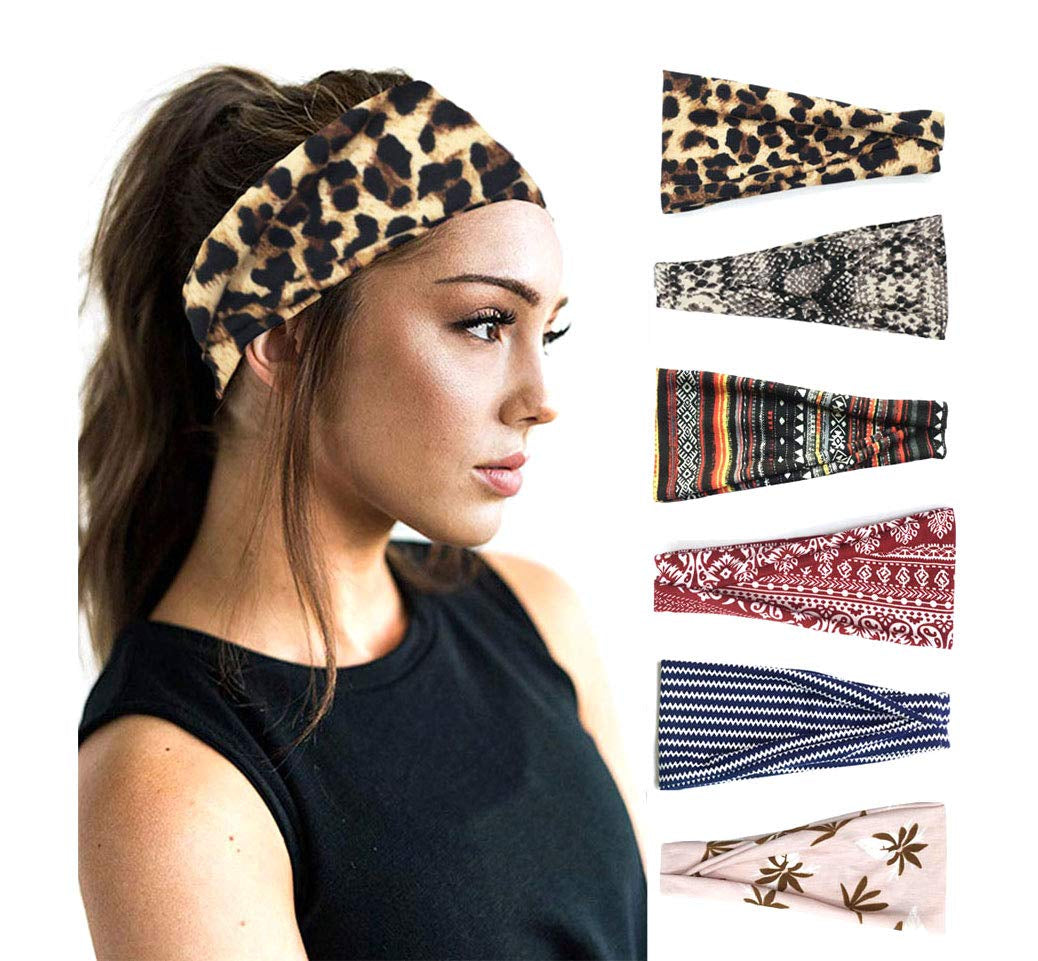 PLOVZ 6 Pack Women'S Yoga Running Headbands Sports Workout Hair Bands (Set 10) Apparel & Accessories > Clothing Accessories > Bandanas & Headties PLOVZ Set 18  