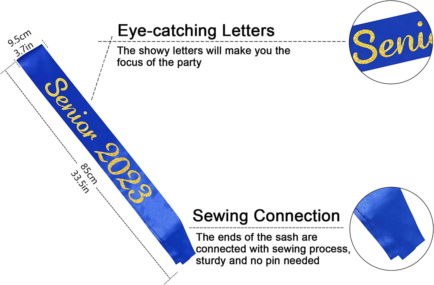 Blue Senior 2023 Satin Sash - 2023 Graduation Sash - Finally Graduated - Senior Cheer Sash - Cheerleader Sash - Competition Sash Apparel & Accessories > Clothing Accessories > Sashes Partyprops   