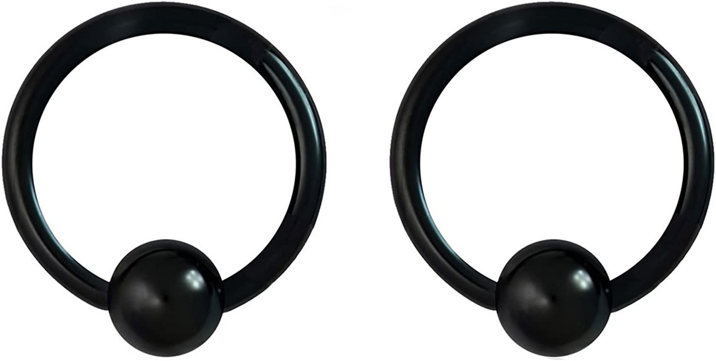 Forbidden Body Jewelry 316L Surgical Steel Captive Bead Piercing Hoop (Pair) 10G 12G 14G 16G 18G 20G, Diameter 6 to 12Mm Black and Rainbow Apparel & Accessories > Jewelry > Rings Forbidden Body Jewelry Black: 16g, 10mm  