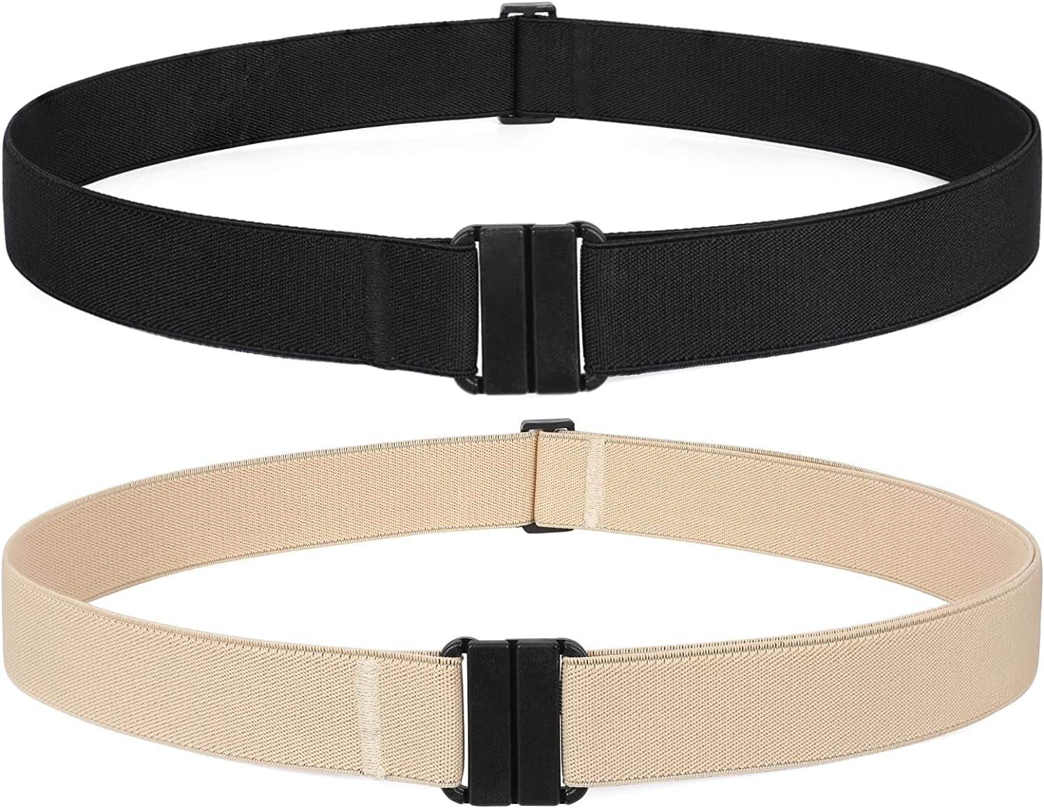 Women Invisible Belt, Comfortable Adjustable Stretch No Show Belt with Flat Buckle by SUOSDEY Apparel & Accessories > Clothing Accessories > Belts SUOSDEY 04-black+beige US Size:0-14 
