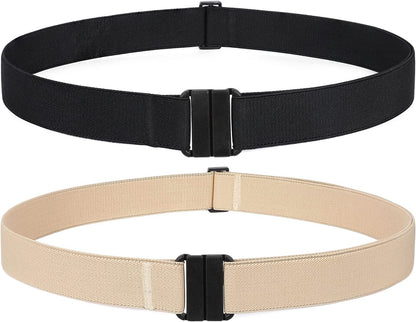 Women Invisible Belt, Comfortable Adjustable Stretch No Show Belt with Flat Buckle by SUOSDEY Apparel & Accessories > Clothing Accessories > Belts SUOSDEY 04-black+beige US Size:0-14 