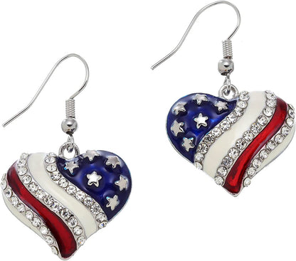 Pammyj Red White Bllue American Flag Earrings Apparel & Accessories > Jewelry > Earrings PammyJ Necklace Heart  