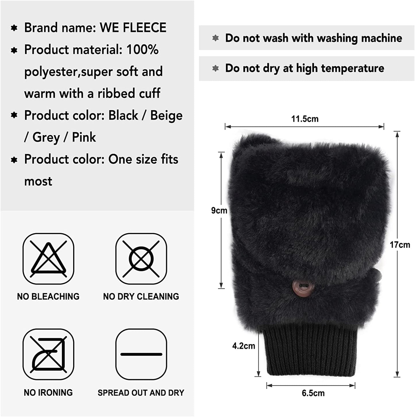 Winter Gloves for Women-Flip up down Top Fingerless Mittens Warm Soft Fleece Gloves Apparel & Accessories > Clothing Accessories > Gloves & Mittens KYLIE MAX   