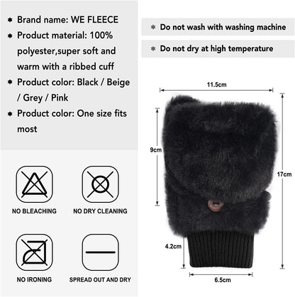 Winter Gloves for Women-Flip up down Top Fingerless Mittens Warm Soft Fleece Gloves Apparel & Accessories > Clothing Accessories > Gloves & Mittens KYLIE MAX   