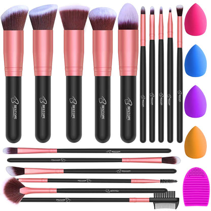 BESTOPE Makeup Brushes 16Pcs Makeup Brushes Set with 4Pcs Beauty Blender Sponge and 1 Brush Cleaner Premium Synthetic Foundation Brushes Blending Face Powder Eye Shadows Make up Brushes Tool… Health & Beauty > Personal Care > Cosmetics > Cosmetic Tools > Makeup Tools BESTOPE PRO Black Rose Gold  