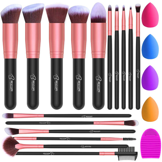 BESTOPE Makeup Brushes 16Pcs Makeup Brushes Set with 4Pcs Beauty Blender Sponge and 1 Brush Cleaner Premium Synthetic Foundation Brushes Blending Face Powder Eye Shadows Make up Brushes Tool… Health & Beauty > Personal Care > Cosmetics > Cosmetic Tools > Makeup Tools BESTOPE PRO Black Rose Gold  
