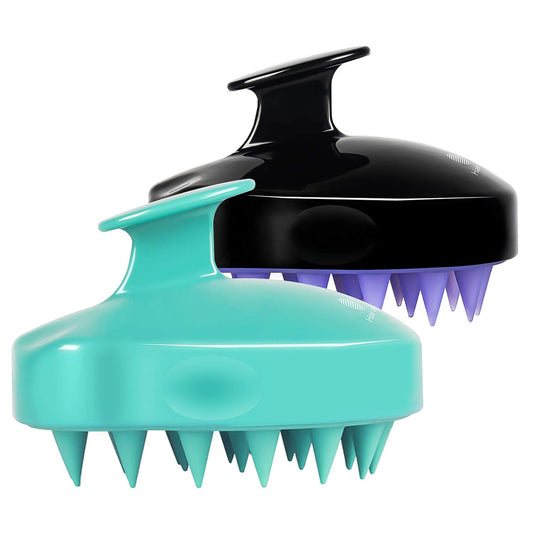 HEETA Hair Scalp Massager Shampoo Brush 2 Pack, Soft Silicone Bristles to Remove Dandruff, Waterproof Hair Scrubber for Both Wet Dry Hair, Suitable for Men & Women (Green & Black) Health & Beauty > Personal Care > Hair Care HEETA Green & Black  