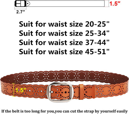 JASGOOD Women’S Hollow Flower Leather Belt for Jeans Pants Wide Belt for Ladies Apparel & Accessories > Clothing Accessories > Belts KYLIE MAX   