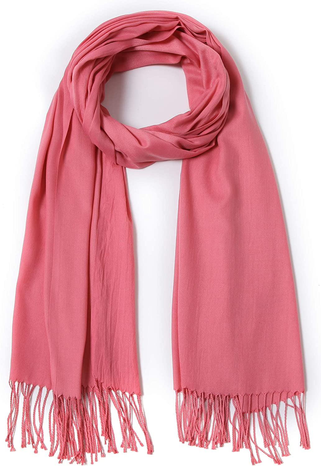 Pashmina Shawls and Wraps Large Scarfs for Women Wedding Party Bridal Long Fashion Solid Shawl Wrap with Fringes Apparel & Accessories > Clothing Accessories > Scarves & Shawls Cindy & Wendy Watermelon  