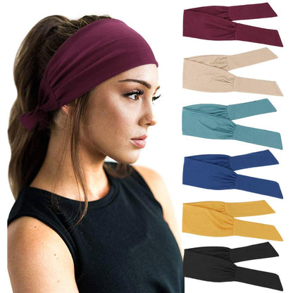 DRESHOW 6 PCS Adjustable Headbands for Women Knotted Headbands Cotton Elastic Non-Slip Fashion Hair Bands for Workout Sports Running Yoga Apparel & Accessories > Clothing Accessories > Bandanas & Headties DRESHOW 6 Pack: Chestnut Red/Khaki/Light Green/Navy Blue/Yellow/Black  