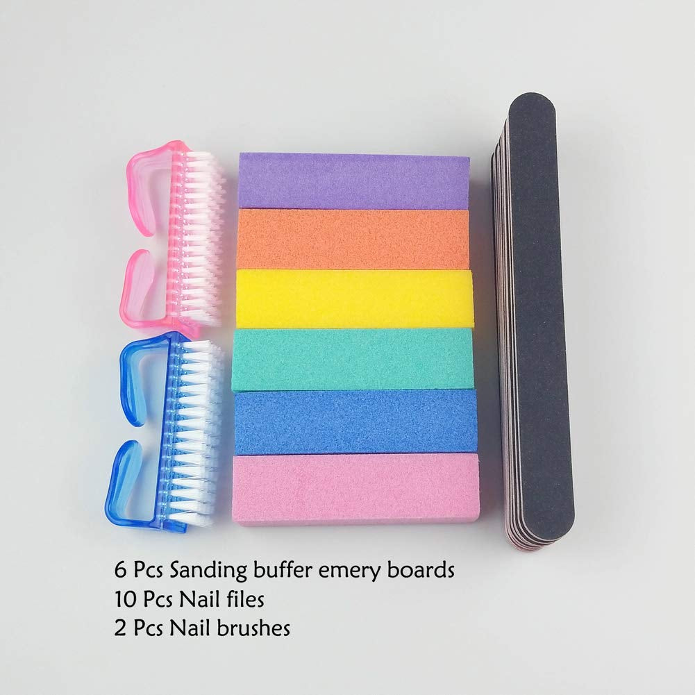 Nail Files and Buffers Kit, Professional Manicure Tools Kit for Salon Nail Art, Colorful 4 Sides 120 Grit Nail Buffer Blocks, 100/180 Grit Emery Boards with Finger Nail Brush(18 PCS) Health & Beauty > Personal Care > Cosmetics > Cosmetic Tools > Nail Tools KeJian   