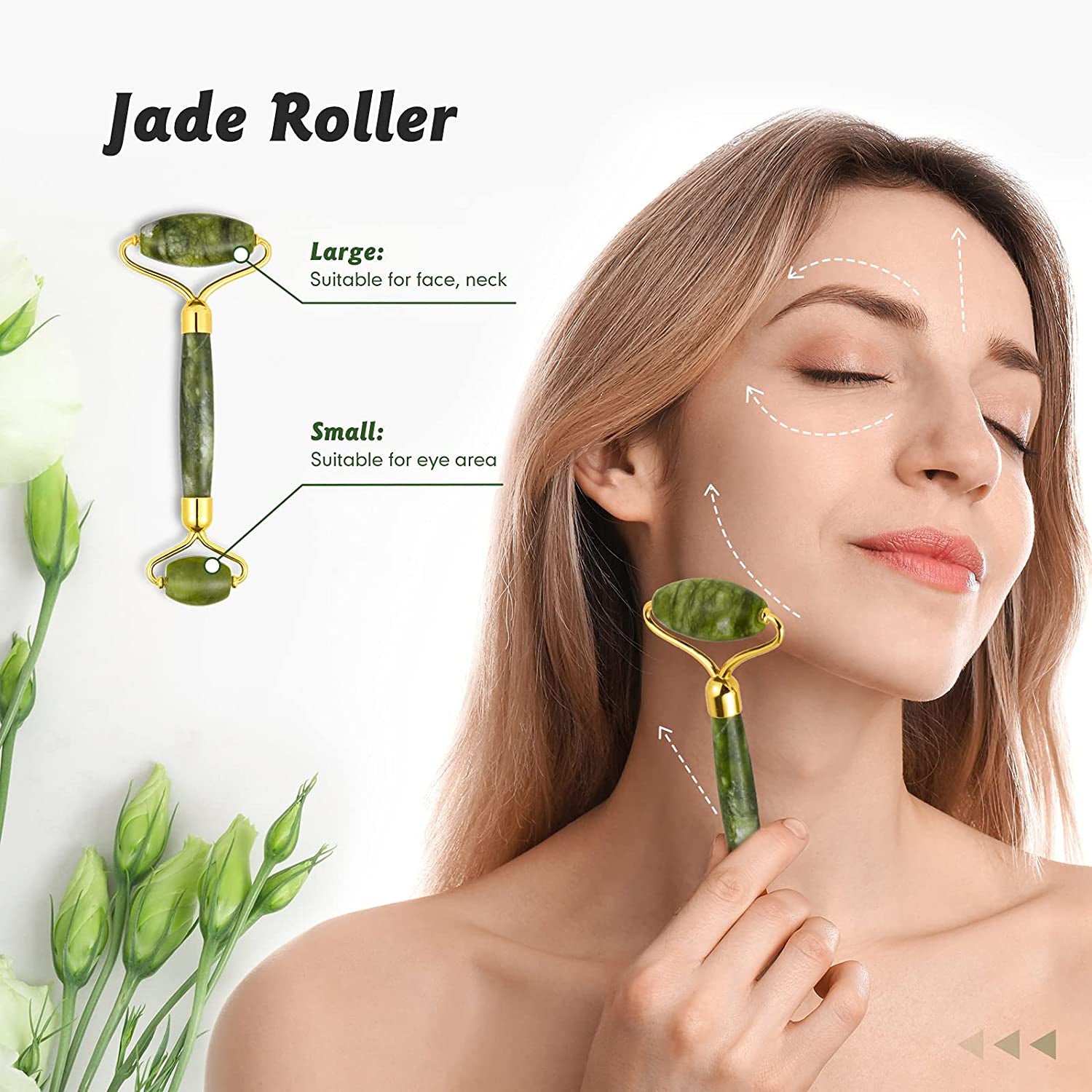 Jade Roller & Gua Sha Set, Face Roller, Cotify Anti-Aging Facial Roller, Natural Green Jade Beauty Massager Tool, Skin Care Tool for Face, Neck, Eye to Reduce Wrinkles and Relax Body Muscles Health & Beauty > Personal Care > Cosmetics > Cosmetic Tools > Skin Care Tools COTIFY   