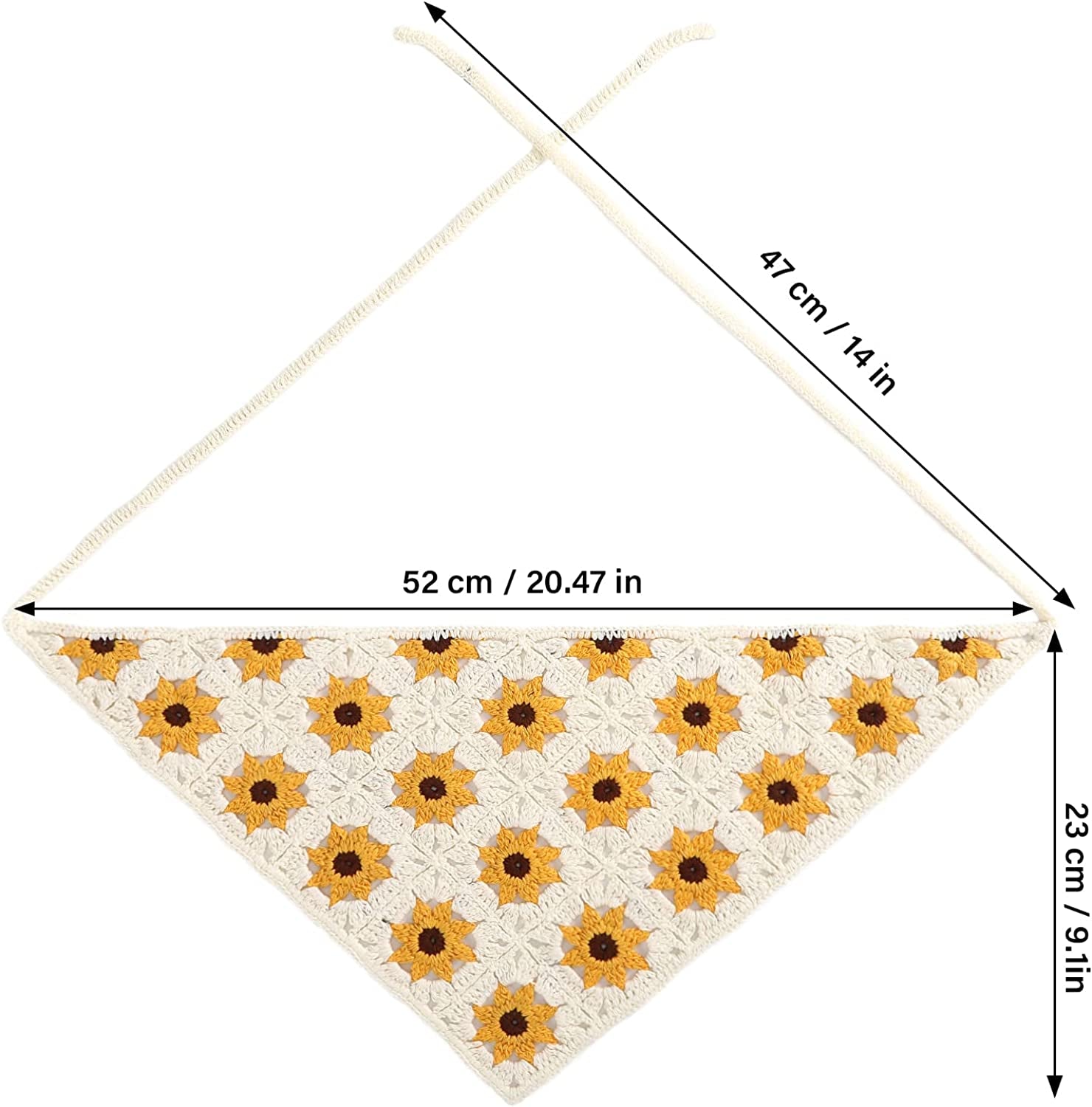 Floral Crochet Hair Bandanas Headscarf- HAIMEIKANG 2 PCS Women Hair Scarf Daisy Headband Vintage Head Kerchief for Girls Apparel & Accessories > Clothing Accessories > Bandanas & Headties HAIMEIKANG   