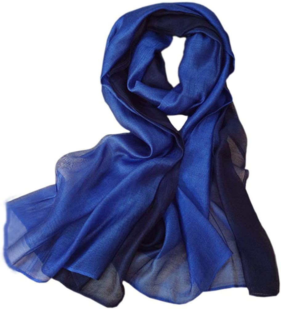 SNUG STAR Cotton Silk Scarf Elegant Soft Wraps Color Shade Scarves for Women Apparel & Accessories > Clothing Accessories > Scarves & Shawls SNUG STAR Royal Blue  