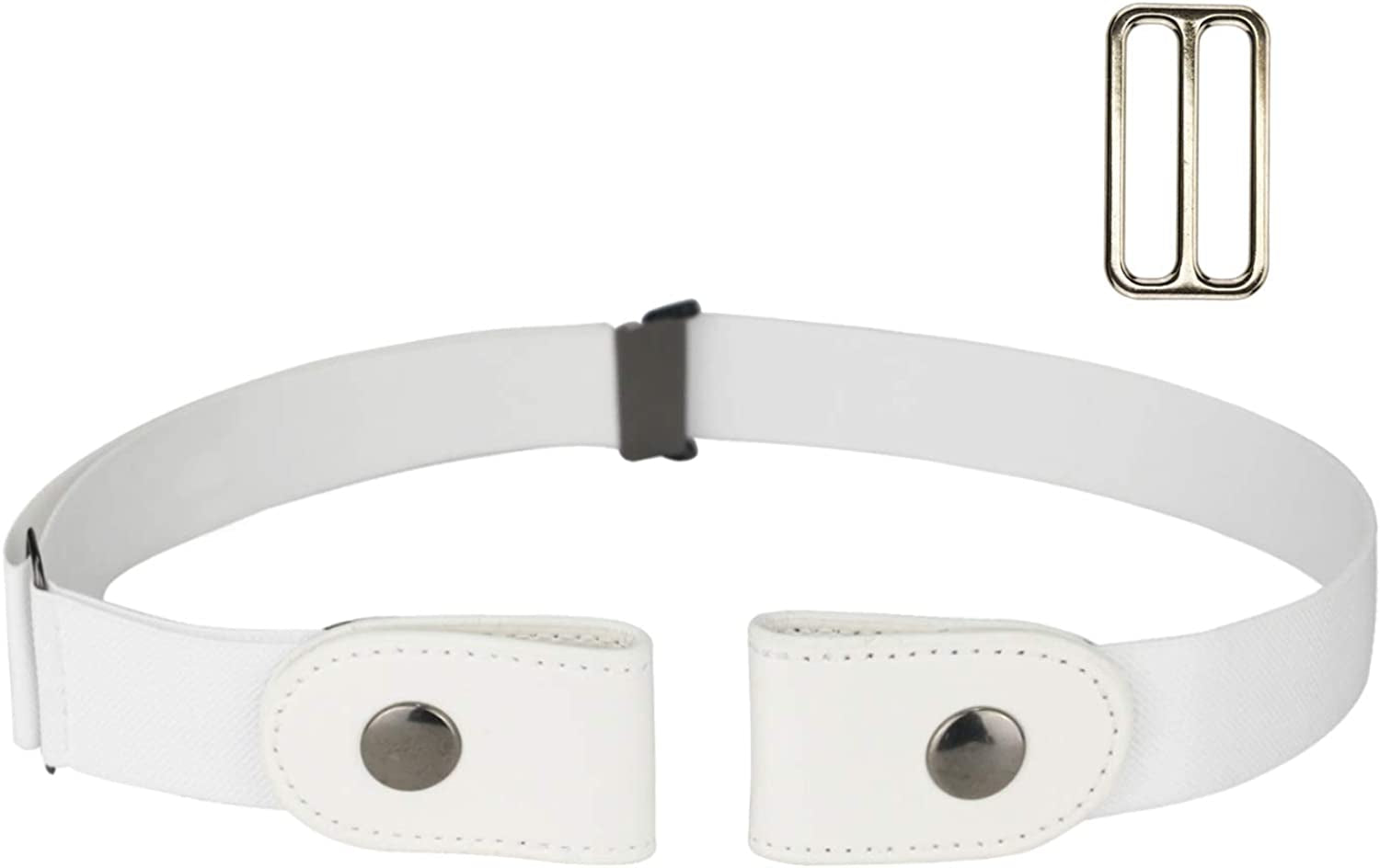 No Buckle Women/Men Stretch Belt, Invisible Elastic Belt for Jeans Pants Dresses Apparel & Accessories > Clothing Accessories > Belts maikun White-b waist 24"-50" 