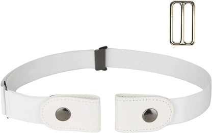 No Buckle Women/Men Stretch Belt, Invisible Elastic Belt for Jeans Pants Dresses Apparel & Accessories > Clothing Accessories > Belts maikun White-b waist 24"-50" 