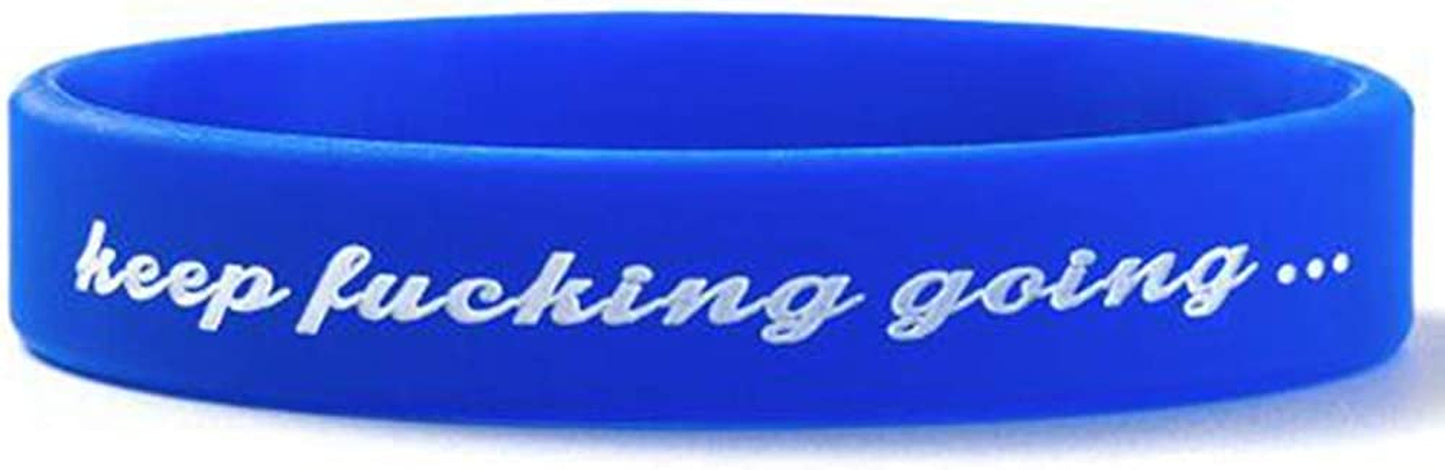 Jude Jewelers Medical Grade Silicone Keep Fucking Going Mantra Statement Inspirational Bangle Bracelet Apparel & Accessories > Jewelry > Bracelets Jude Jewelers Blue  