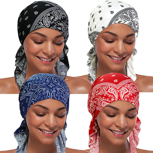 ASHILISIA 4 Pieces Women Chemo Hat Turban Beanie, Pre-Tied Headwraps Headwear Bandana for Hair Loss Apparel & Accessories > Clothing Accessories > Headwear ASHILISIA Acily-a-1  