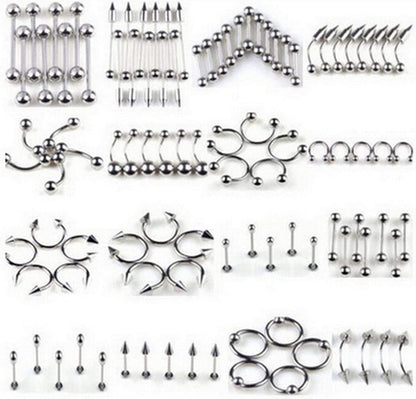 DEFLERS Body Piercing Jewelry Kit Titanium Steel Nose Rings Lip Tongue Tragus Cartilage Rings Hoop Studs Different Styles Apparel & Accessories > Jewelry > Rings Generic 85-piece set  