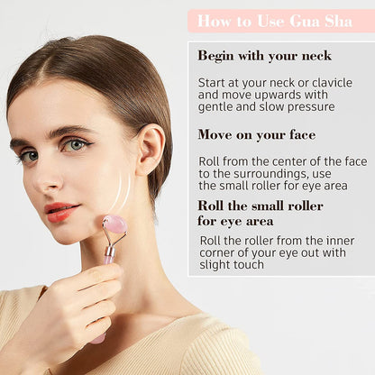 Jade Roller & Gua Sha Set, Bearkig Jade Roller for Face, Anti-Aging Rose Quartz Face Roller for Skin Care, Beauty Facial Roller Massager Tools for Face, Eye, Neck, Reduce Wrinkle & Dark Circle Health & Beauty > Personal Care > Cosmetics > Cosmetic Tools > Skin Care Tools BearKig   