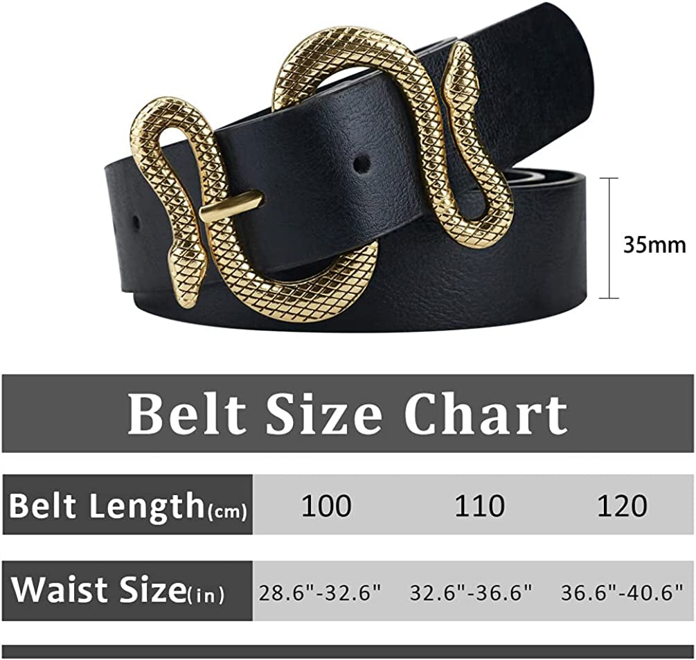 Belts for Women,Women Fashion Leather Belt for Dress with Snake Belt Buckle Apparel & Accessories > Clothing Accessories > Belts taffeta alley   
