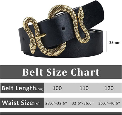 Belts for Women,Women Fashion Leather Belt for Dress with Snake Belt Buckle Apparel & Accessories > Clothing Accessories > Belts taffeta alley   