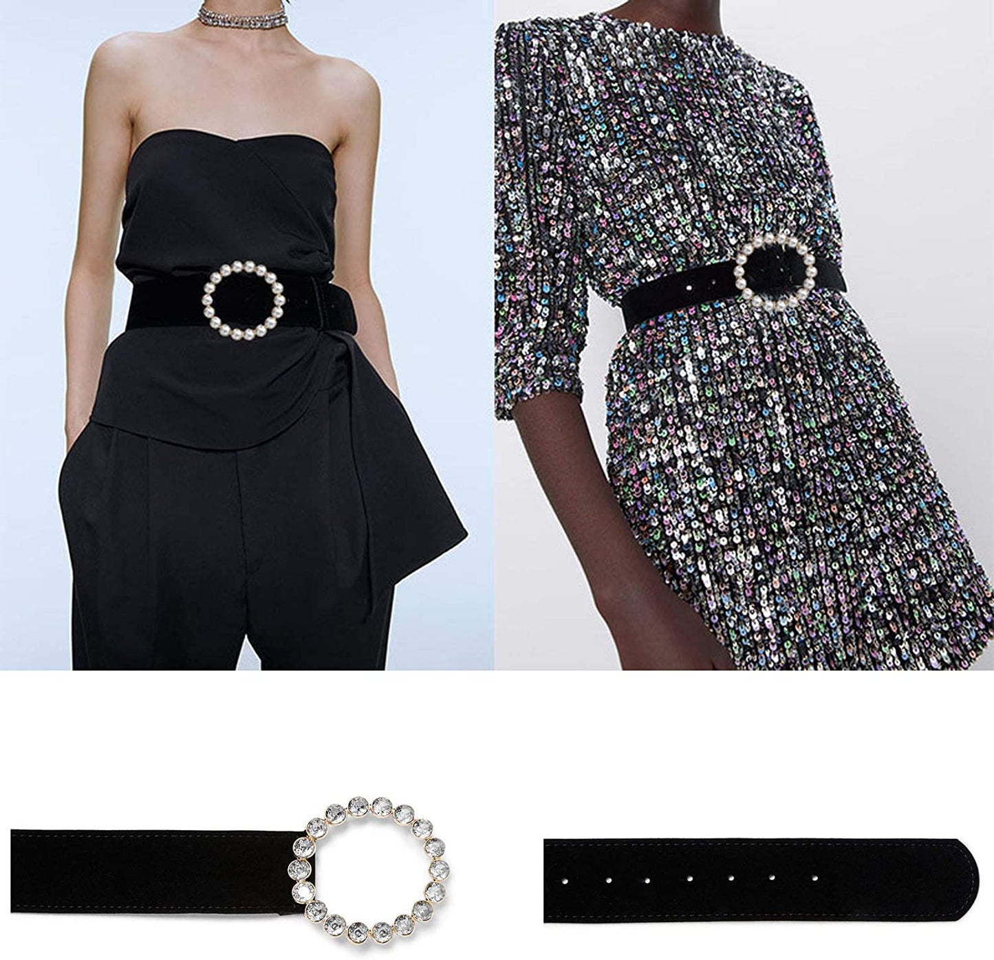 Fashion Designer Belts for Women,Leather Belts for Jeans Dress Pants with Gorgeous Crystal Buckle,Statement Gift for Women Apparel & Accessories > Clothing Accessories > Belts Aidyfeso   