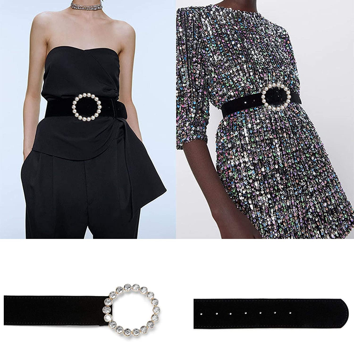 Fashion Designer Belts for Women,Leather Belts for Jeans Dress Pants with Gorgeous Crystal Buckle,Statement Gift for Women Apparel & Accessories > Clothing Accessories > Belts Aidyfeso   