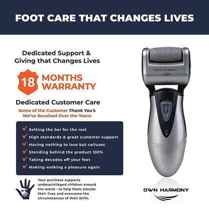 Own Harmony Electric Feet Callus Remover and 6 Rollers Bundle: Rechargeable Foot Scrubber Mens Pedicure Tools Kit, Professional Electronic Foot Care File, Best for Hard Cracked Dead Skin & Pedi Spa Health & Beauty > Personal Care > Foot Care Own Harmony   