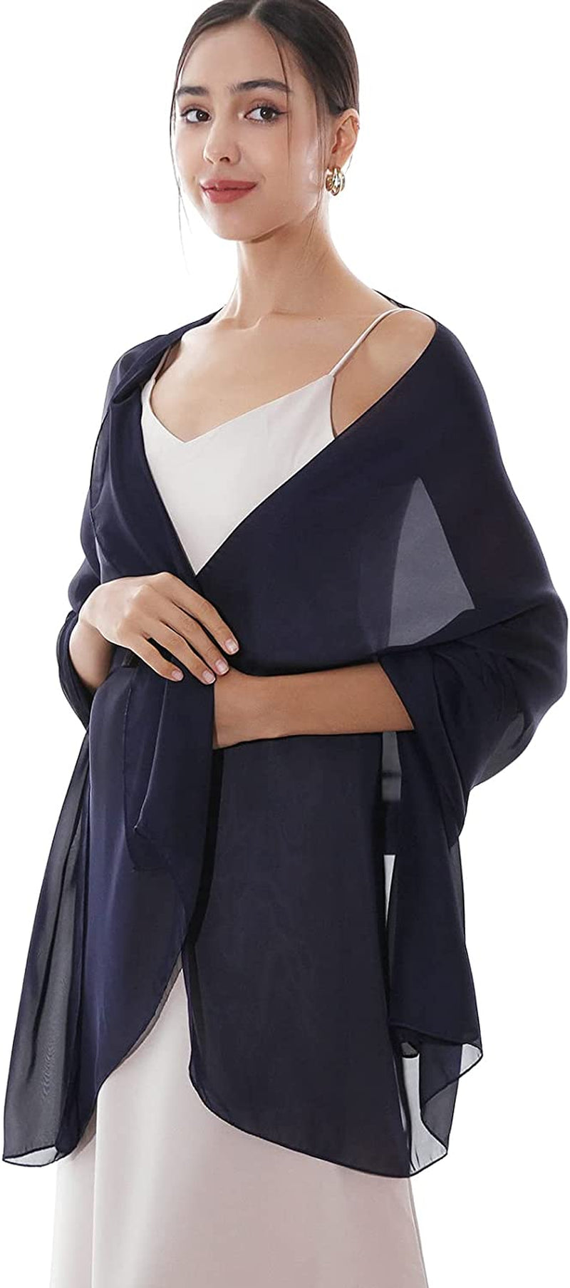 RIIQIICHY Pashmina Shawls Wraps for Women Evening Dresses like Chiffon Silk Scarf for Weddings Apparel & Accessories > Clothing Accessories > Scarves & Shawls RIIQIICHY Navy  