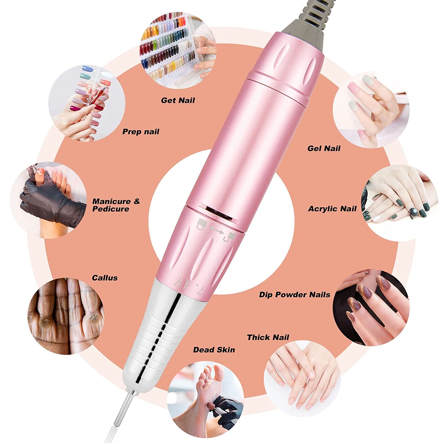 Rechargeable Nail Drill Electric Nail File, Professional 35000RPM Nail Drills for Acrylic Nails, Portable Electric E File for Gel Nails, Manicure Pedicure Polishing Shape Tools with 11Pcs Drill Bits Health & Beauty > Personal Care > Cosmetics > Cosmetic Tools > Nail Tools ZXNZX   