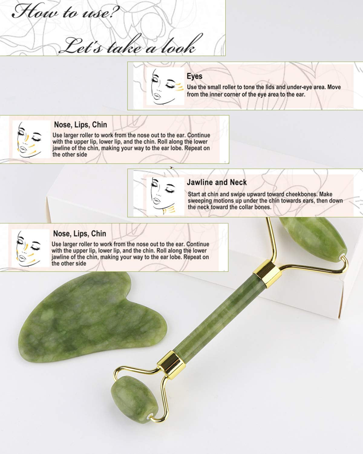 Jade Roller for Face, Jade Roller and Gua Sha Set, EUASOO 100% Real Natural Beauty Jade Facial Roller Massage Tool for Face Eyes Neck Body – anti Aging Beauty Treatment Health & Beauty > Personal Care > Cosmetics > Cosmetic Tools > Skin Care Tools EUASOO   