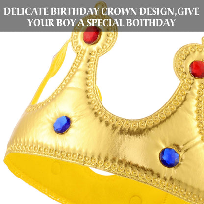 Birthday King Crown, Birthday Sash and Button Pins Birthday Party Accessory Set for Boys Kids Theme Birthday Dress Birthday Party Decoration Apparel & Accessories > Clothing Accessories > Sashes WILLBOND   