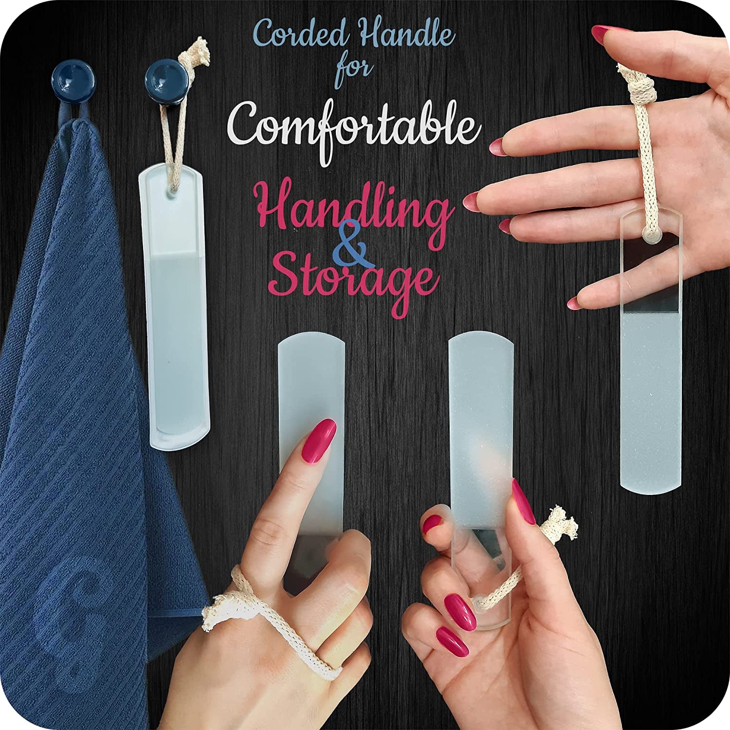 Genuine Czech Glass Nail File Set - Two-Sided Different Grit Surface, Callus Remover Foot Rasp, Manicure & Pedicure, Professional Nail Care, Wet & Dry Use, Cotton Towel, EU Quality (Green Aqua) Health & Beauty > Personal Care > Foot Care Gladzy   
