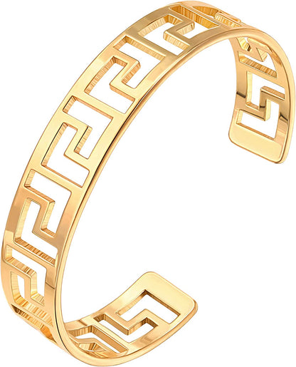 Dainty Gold Bar Bracelet for Women Simple Delicate Thin Cuff Bangle Hook Bracelet 18K Gold Plated Handmade Minimalist Jewelry Apparel & Accessories > Jewelry > Bracelets Annie 10.Hollow out  