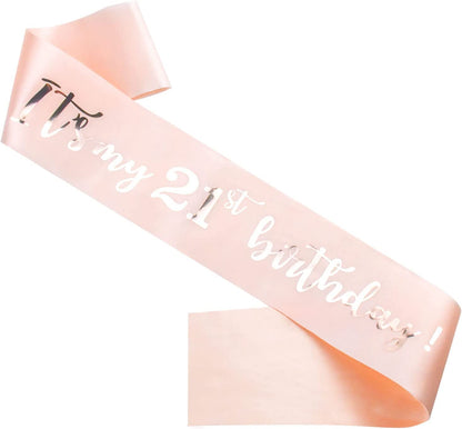 SGKUED 'It'S My 30Th Birthday' Sash, Rose Gold Soft Satin Sash with Rose Foil Lettering Birthday Sash for Women 30Th Birthday Party Favors and Decorations Apparel & Accessories > Clothing Accessories > Sashes SGKUED It's My 21st Birthday Sash  