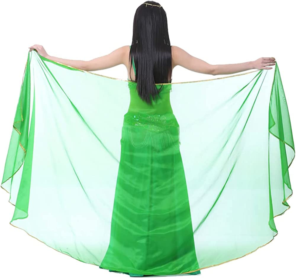 Lightweight Semicircle Chiffon Hand Scarf Belly Dance Costume Outfit Hip Scarf Sequin Trim Shawls Veils Apparel & Accessories > Clothing Accessories > Scarves & Shawls SHOWYOU Dark Green  