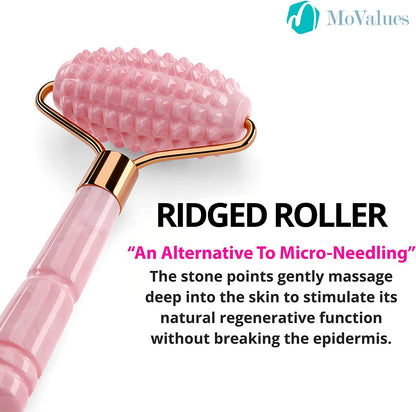 Pink Jade Roller and Gua Sha Set. Rose Quartz Roller with Eye Massager, Jade Gua Sha, Ridged Roller Massager. Jade Roller for Face Real Jade 100% Jade Stone Roller. Warm Facial Massager or Ice Roller Health & Beauty > Personal Care > Cosmetics > Cosmetic Tools > Skin Care Tools MoValues   