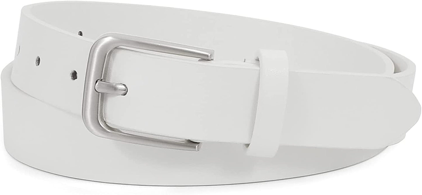 Women Casual Leather Belt for Jeans Pants, Fashion Ladies Girls Waist Dress Belt Apparel & Accessories > Clothing Accessories > Belts WHIPPY 2-white S: Fit Waist Size 25-31 Inches 