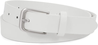 Women Casual Leather Belt for Jeans Pants, Fashion Ladies Girls Waist Dress Belt Apparel & Accessories > Clothing Accessories > Belts WHIPPY 2-white S: Fit Waist Size 25-31 Inches 