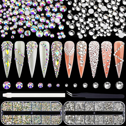 Micro AB Rhinestones with Glue and Tool, 1 Bottle of Ultra Mini 1.2Mm Caviar Beads Rhinestones for 3D Nail Art with 8Ml Glue and Tool Included Health & Beauty > Personal Care > Cosmetics > Cosmetic Tools > Nail Tools ULGAI AB + Clear Full Set  