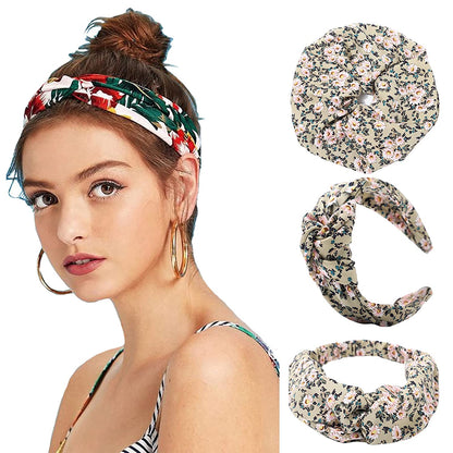 Floral Hair Scarf Headbands for Women - HAIMEIKANG Boho Hair Bandanas Scarf for Women Triangle Head Kerchief Solid Color Hair Bands Vintage Head Scarf (Beige+Yellow+Black) Apparel & Accessories > Clothing Accessories > Bandanas & Headties HAIMEIKANG Green  