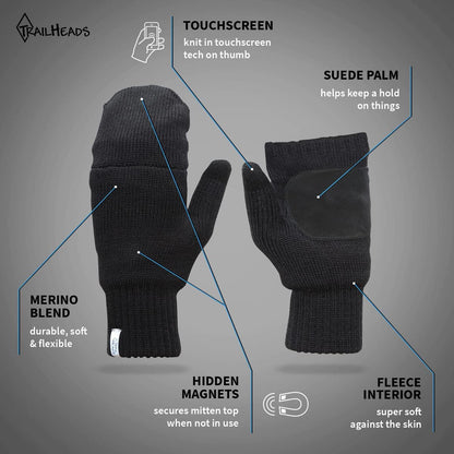 Trailheads Women’S Fingerless Gloves | Merino Knit Convertible Mittens Apparel & Accessories > Clothing Accessories > Gloves & Mittens TrailHeads   