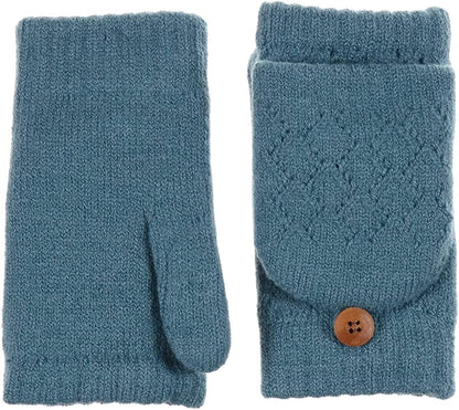 BYOS Women'S Winter Cozy Diamond Pattern Fleece Lined Flip Top Convertible Knit Gloves Mittens Apparel & Accessories > Clothing Accessories > Gloves & Mittens Be Your Own Style   