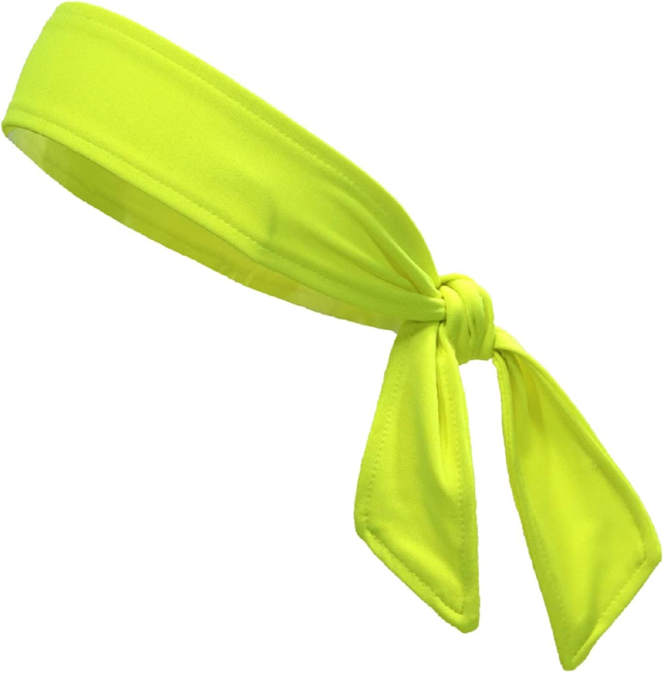 Kenz Laurenz Headbands Tie on Headband for Women Men Running Athletic Hair Head Band Elastic Sports Sweat Basketball Sweatband Stetchy Yoga Workout Sweatbands Adjustable Non-Slip Moisture Wicking Apparel & Accessories > Clothing Accessories > Bandanas & Headties Kenz Laurenz Neon Yellow  