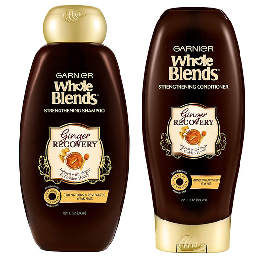 Garnier Hair Care Whole Blends Ginger Recovery Strengthening Shampoo and Conditioner with Ginger and Golden Honey Extracts, for Weak, Brittle Hair, Paraben Free 44 Fl Oz Health & Beauty > Personal Care > Hair Care Garnier Kit 1 Count 2 Count (Pack of 1)